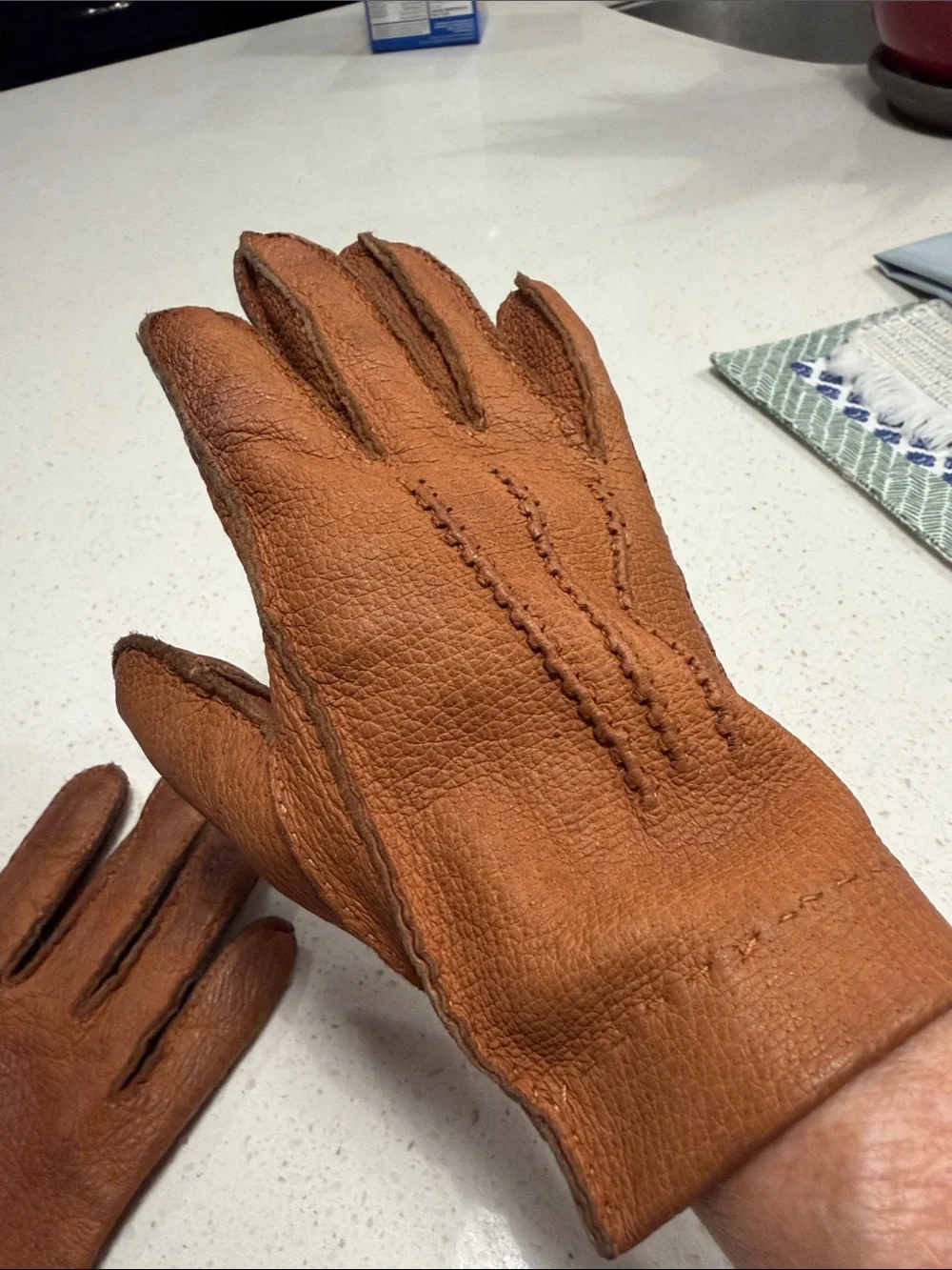 Wathne Brown Leather Driving Gloves